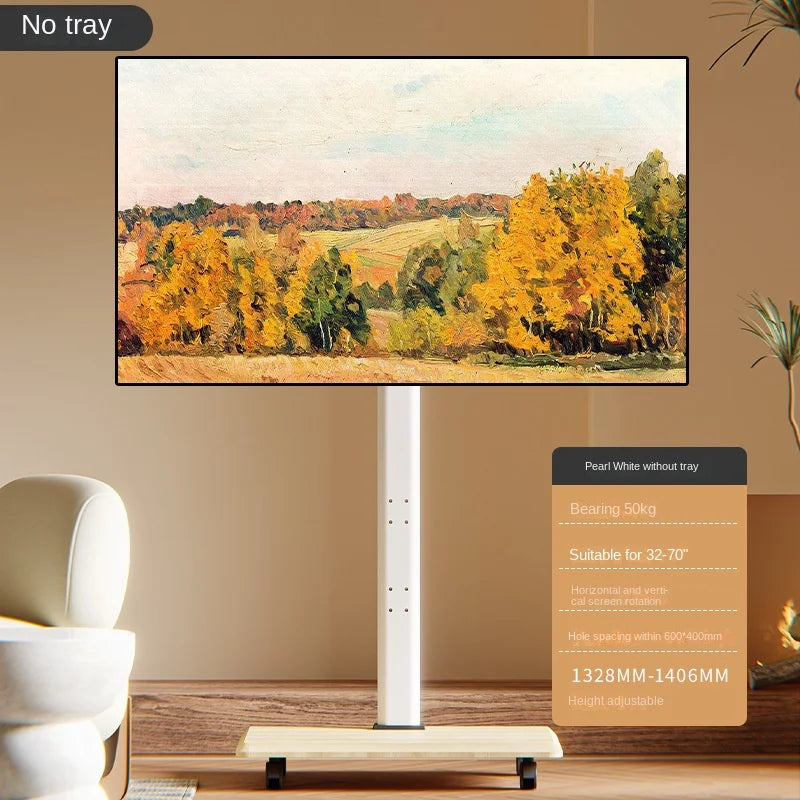 TV Stand Floor Horizontal And Vertical Rotation Mobile Cart Solid Wood Monitor All-in-one Live Casting Universal