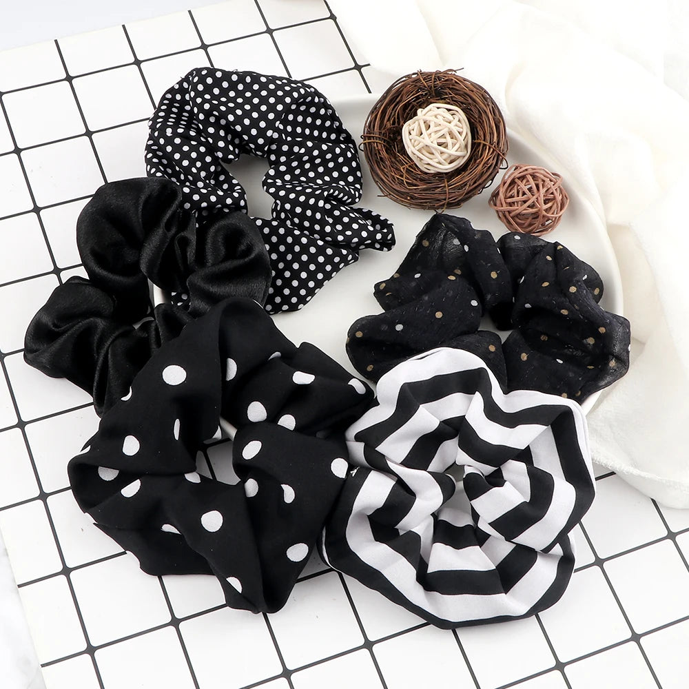 5Pcs/Lot Girl Pink Red Hair Band Accessories Fashion Large Hair Ties Solid Color Elastic Scrunchies For Women Ponytail Hairstyle