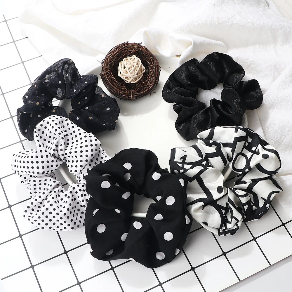 5Pcs/Lot Girl Pink Red Hair Band Accessories Fashion Large Hair Ties Solid Color Elastic Scrunchies For Women Ponytail Hairstyle