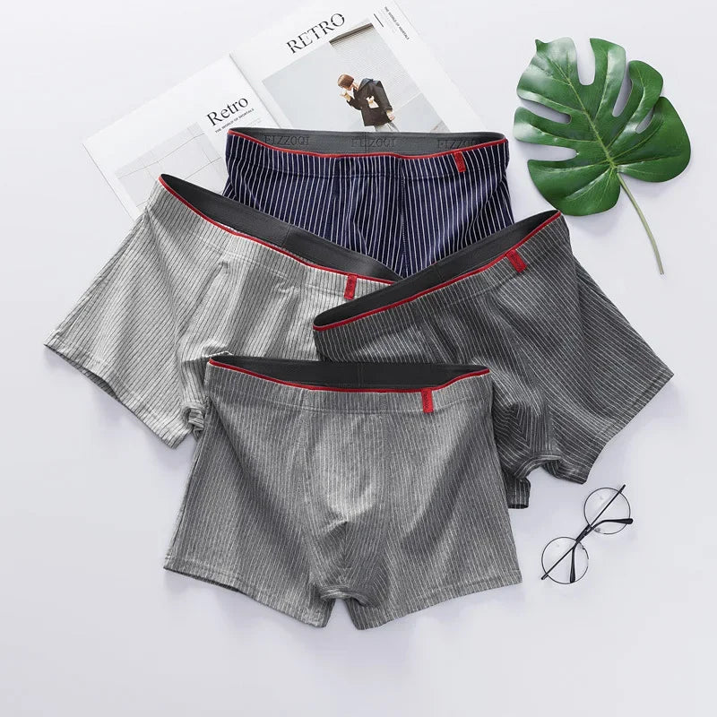 Men's Underwear Fashion Men Boxers Sexy Oft Breathable Underwear Male Comfort Panties L-4XL Underpants Striped Boys Underwear
