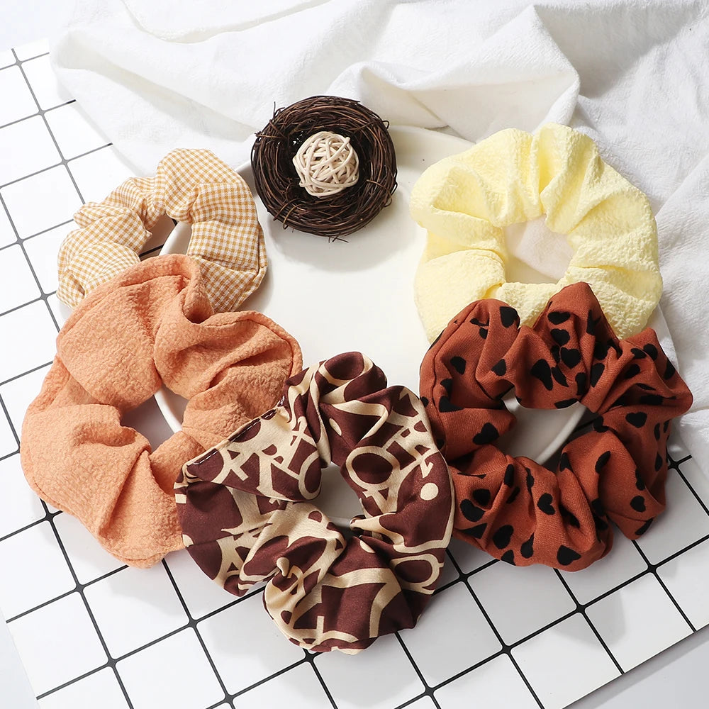 5Pcs/Lot Girl Pink Red Hair Band Accessories Fashion Large Hair Ties Solid Color Elastic Scrunchies For Women Ponytail Hairstyle