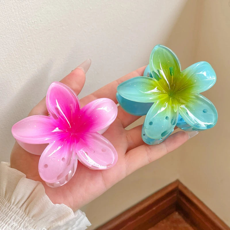 2/4PCS Fashion Women Flower Hair Clips Vacation Bohemia Egg Flower Shark Clips Barrettes Girls Large Hairpins Hair Accessories