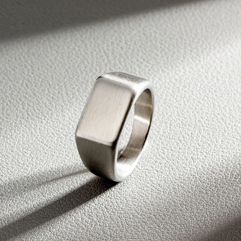 HNSP 316L Stainless Steel Ring For Men 2024 Smooth Rectangular Seal Rings Finger Jewelry Accessories