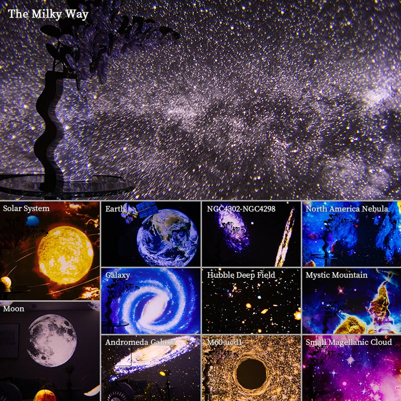 Galaxy Projector Night Light with 360° Rotation - Starry Sky Planetarium Lamp for Children's Bedrooms, Valentine's Day Gifts, and Wedding Decor