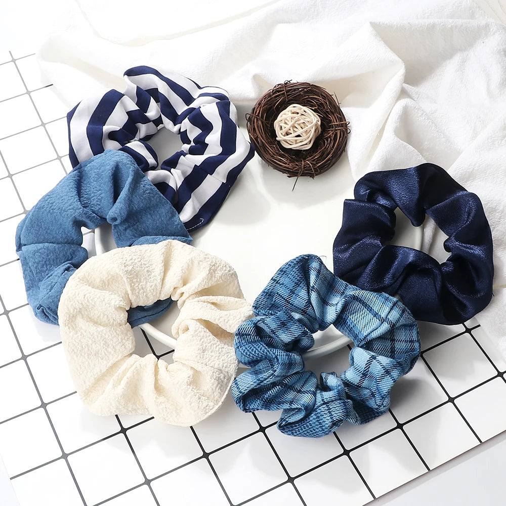 5Pcs/Lot Girl Pink Red Hair Band Accessories Fashion Large Hair Ties Solid Color Elastic Scrunchies For Women Ponytail Hairstyle