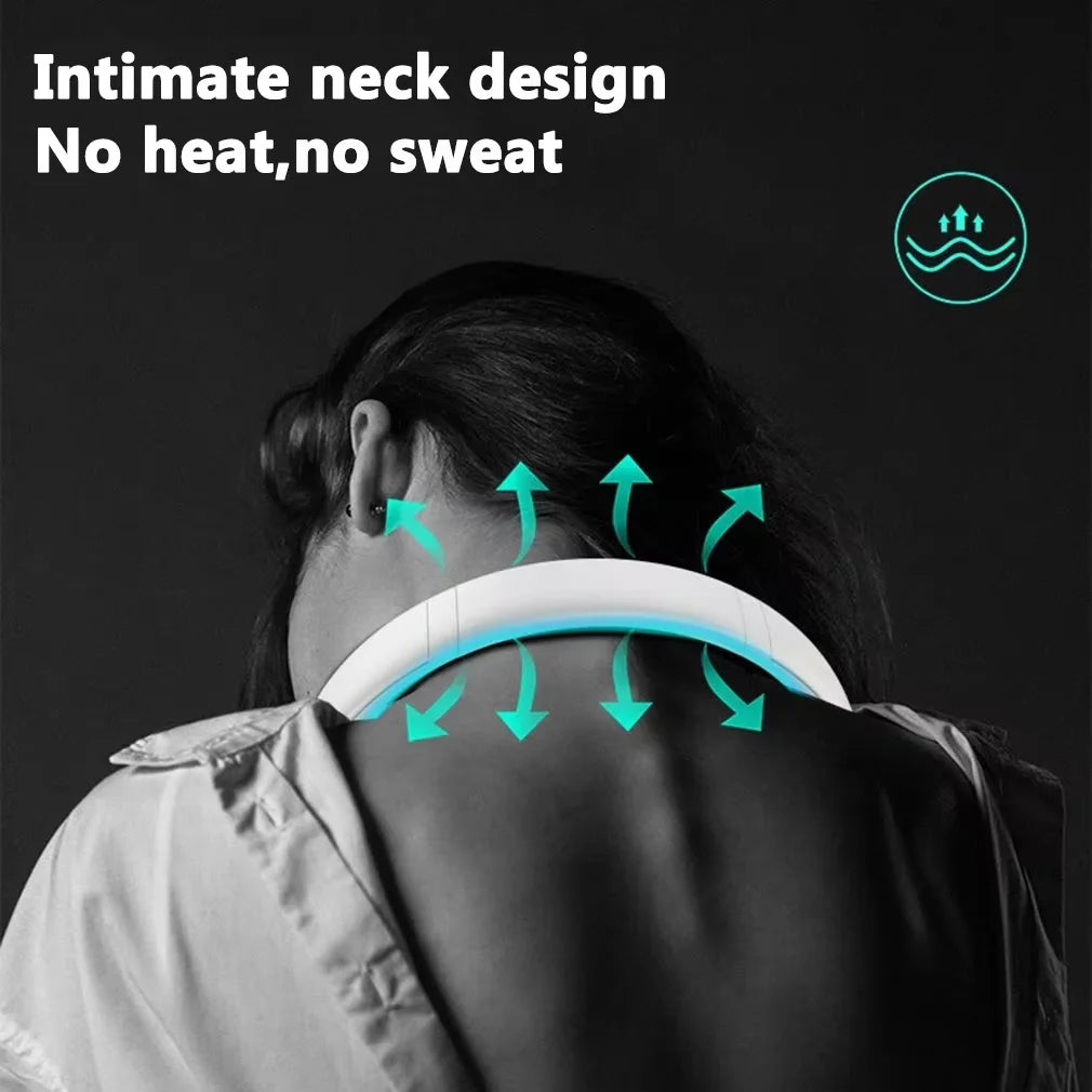 Portable Hands-Free Neck Fan,Bladeless Rechargeable 3-Speed Air Cooler,Battery Life&High Wind Speed for Outdoor, Sports, Travel