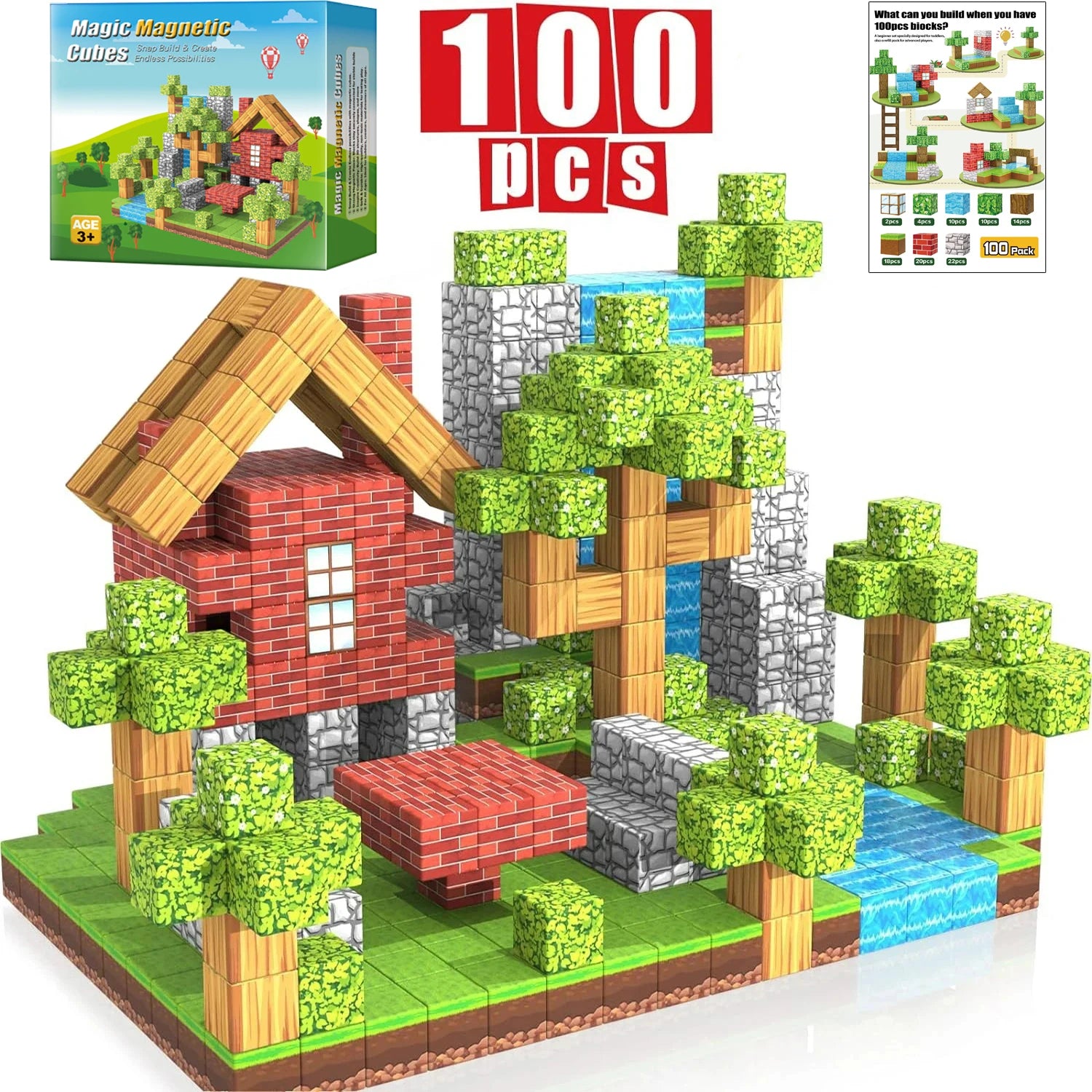 Magnetic Building Cubes Magnet Set Toys Stem Montessori Stacking Cubes Construction Set Christmas Gift