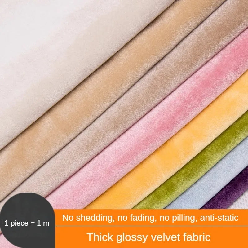 Thinkend Velvet Fabric By Meters for Upholstery Sofa Curtains Tablecloth Pillowcase Chair Sewing Soft Smooth Plain Velour Cloth