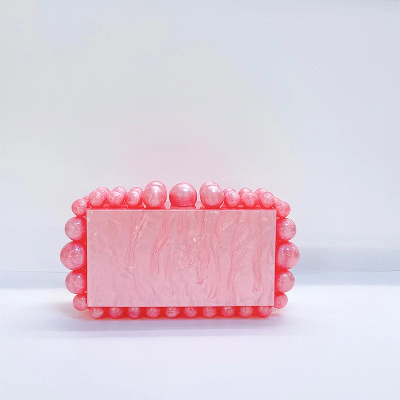 Acrylic Box Evening Clutch Purse Bags For Wedding Party Green/Purple Foil Beads Purses And Handbags Designer Bag