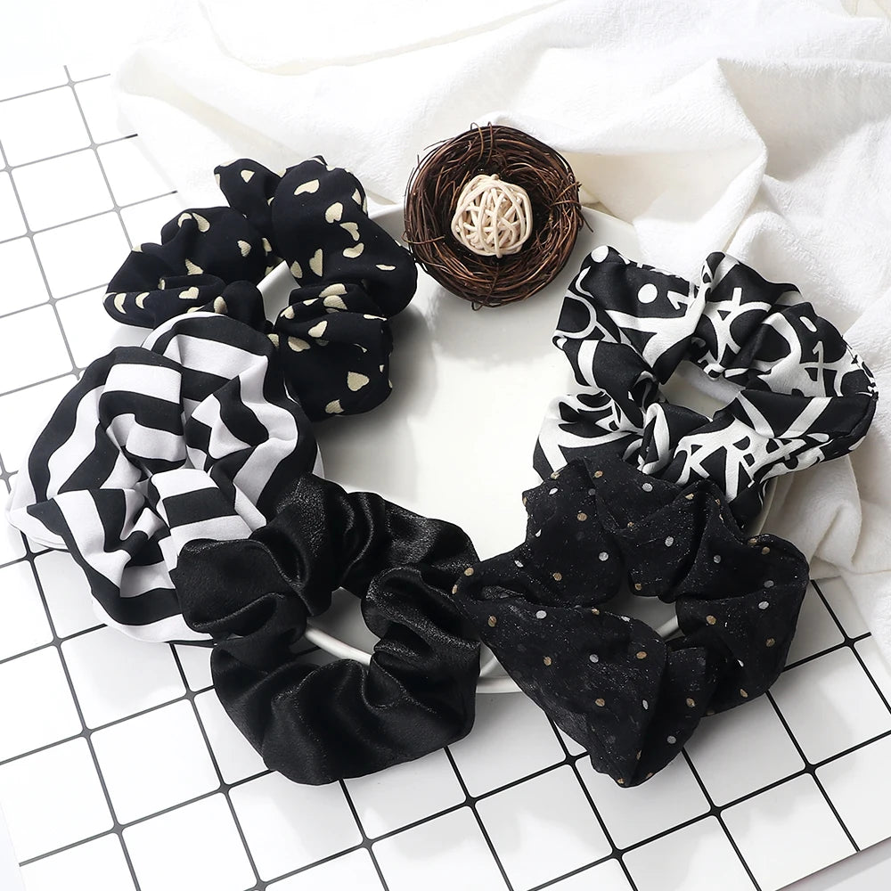 5Pcs/Lot Girl Pink Red Hair Band Accessories Fashion Large Hair Ties Solid Color Elastic Scrunchies For Women Ponytail Hairstyle