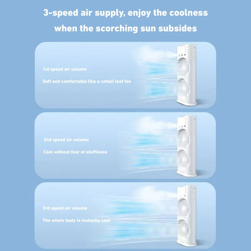 Xiaomi Double-Headed Spray Air Conditioner Fan 3 Speeds Rechargeable USB Desk Air Cooler Night Light with Remote for Office Home