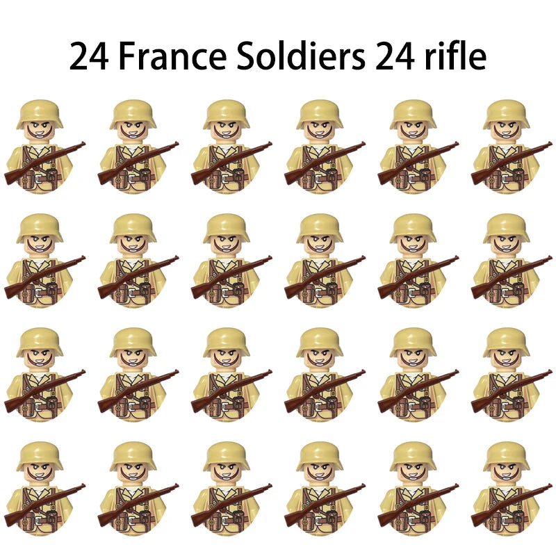 40pcs/batch WWII military characters WWII soldiers National army building blocks weapons Assembling bricks Children's toys