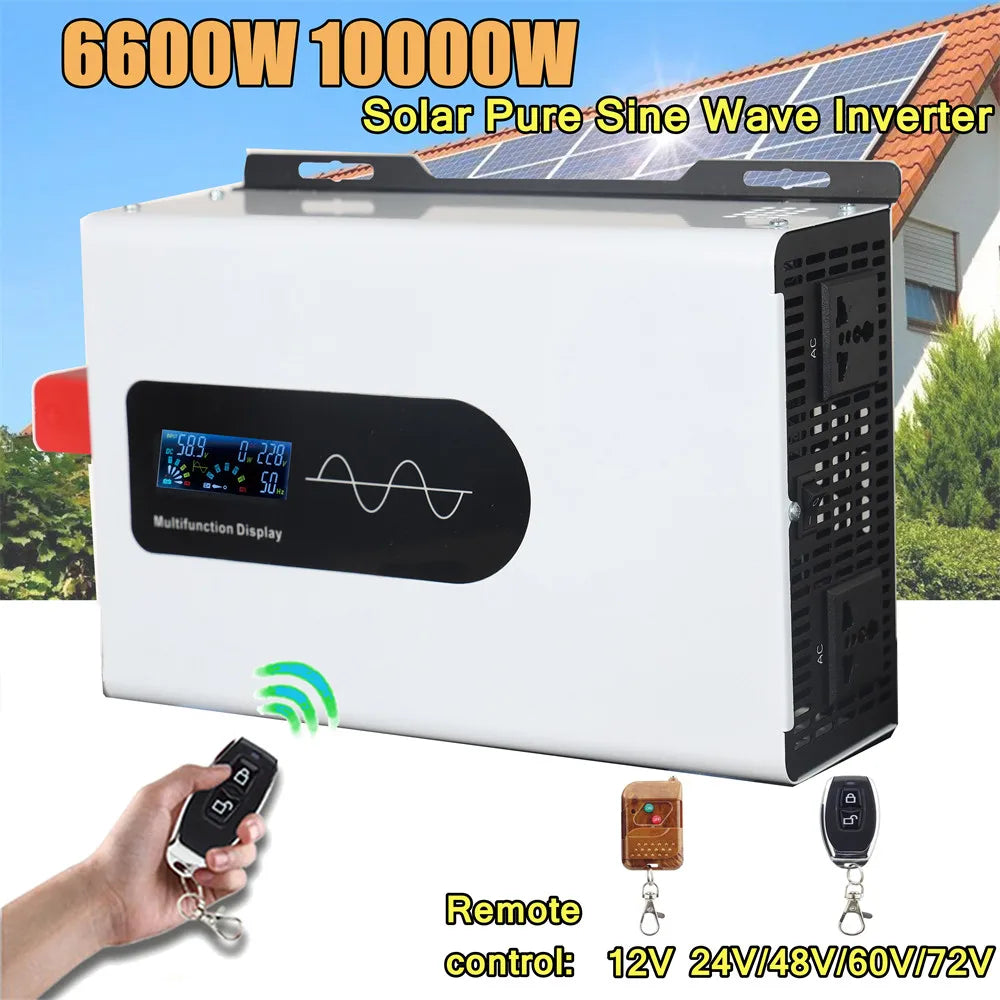 10000W Pure Sine Wave Inverter Off Grid 12V 220V Battery 12V-96V To 220V Converter Solar Car Inverters Off Grid Wall-mounte