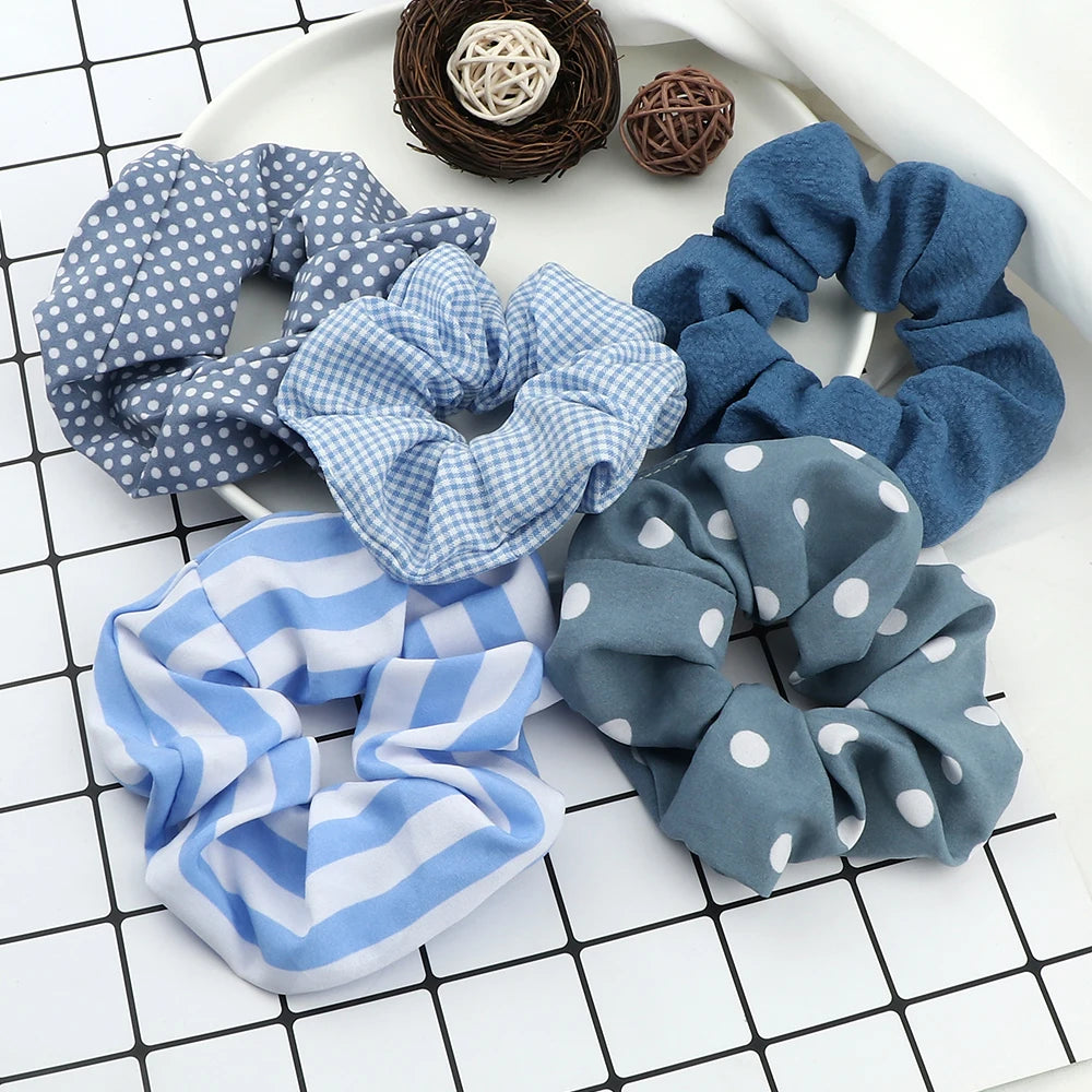 5Pcs/Lot Girl Pink Red Hair Band Accessories Fashion Large Hair Ties Solid Color Elastic Scrunchies For Women Ponytail Hairstyle