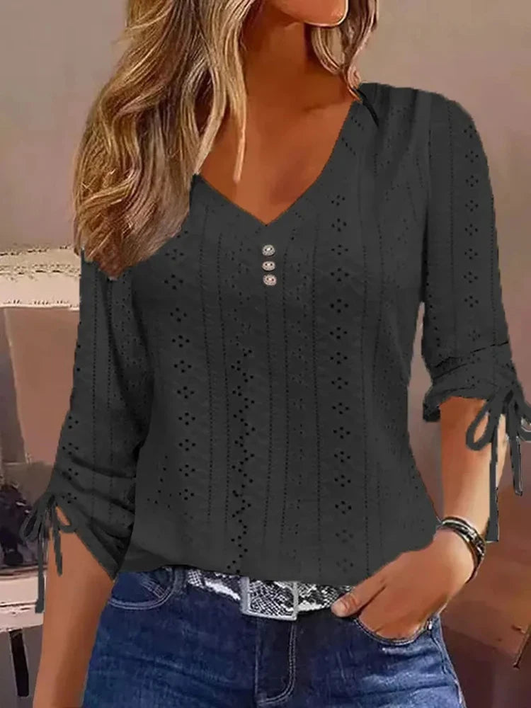 Solid Lace Shirt Tops For women Clothing 2024 Spring Winter Basic Korean White Blouse Vintage Female Y2K Clothes Pullover Tees