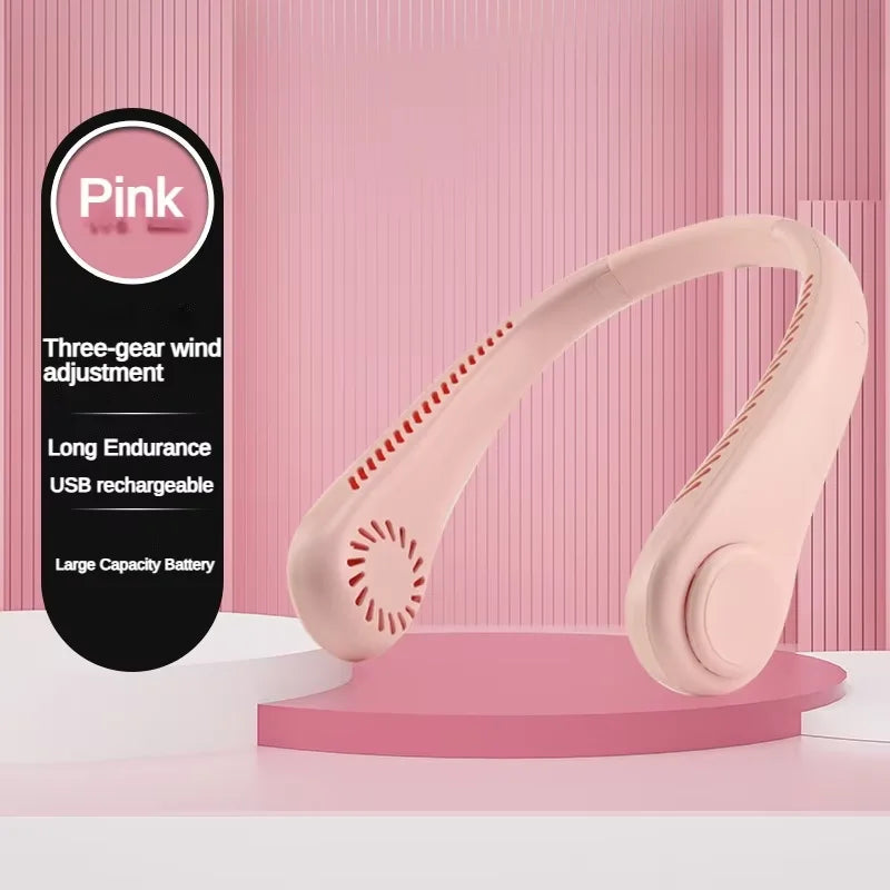 Portable Hands-Free Neck Fan,Bladeless Rechargeable 3-Speed Air Cooler,Battery Life&High Wind Speed for Outdoor, Sports, Travel