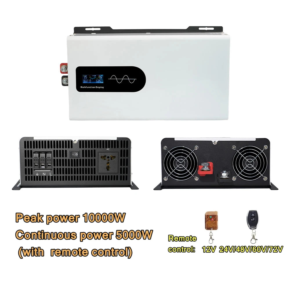 10000W Pure Sine Wave Inverter Off Grid 12V 220V Battery 12V-96V To 220V Converter Solar Car Inverters Off Grid Wall-mounte