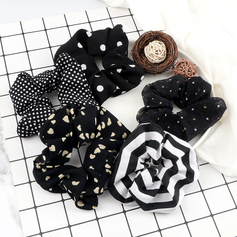 5Pcs/Lot Girl Pink Red Hair Band Accessories Fashion Large Hair Ties Solid Color Elastic Scrunchies For Women Ponytail Hairstyle