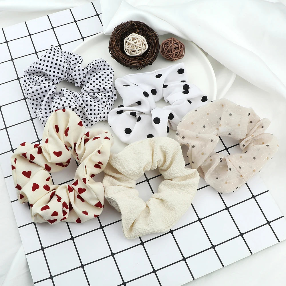 5Pcs/Lot Girl Pink Red Hair Band Accessories Fashion Large Hair Ties Solid Color Elastic Scrunchies For Women Ponytail Hairstyle