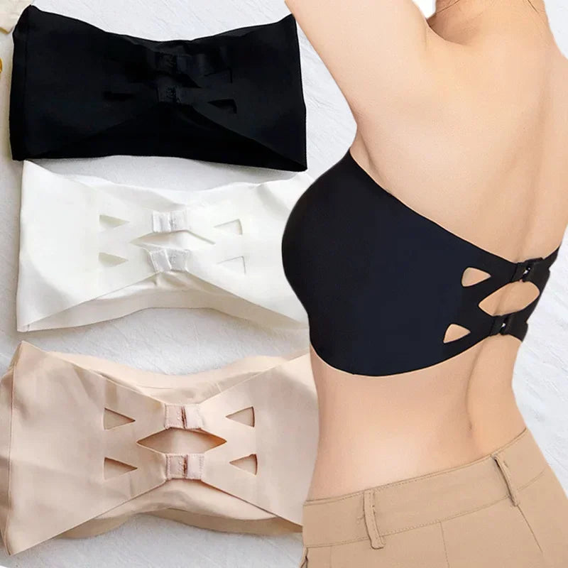 Ice Silk Strapless Bra Girls Seamless Crop Tube Top Bralette for Women Soft Sexy Bras Large Size Bustier Tops Summer Underwear