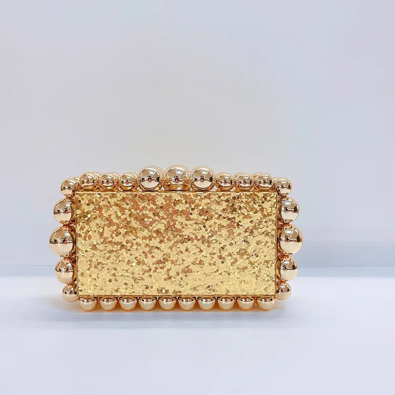 Acrylic Box Evening Clutch Purse Bags For Wedding Party Green/Purple Foil Beads Purses And Handbags Designer Bag