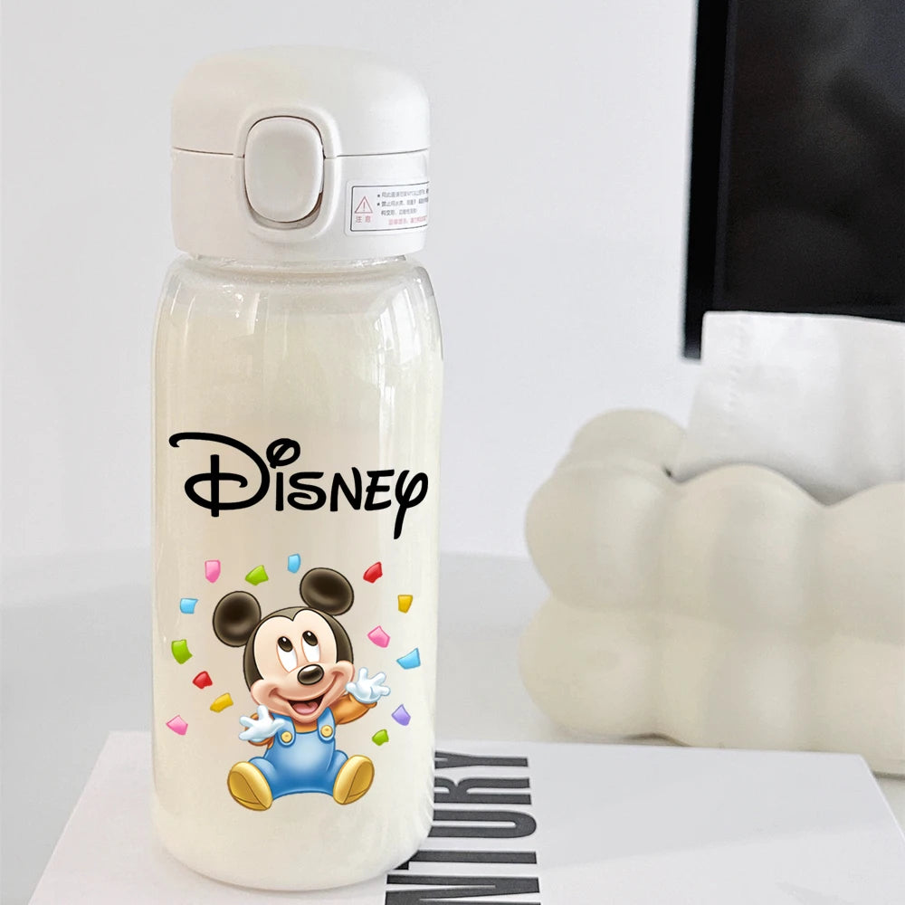 Pooh Bear Mickey Mouse 600ml Cartoon Water Bottle Portable Cute Straw Cup Kids Leak-proof Drinking Jug Outdoor Camping Travel