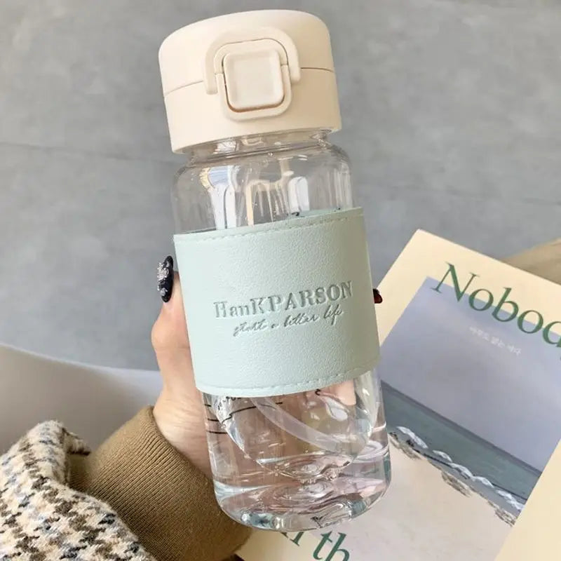 500ml Creative Water Bottle with Straw Portable Plastic Pop-Up Cover Water Cup for School Kids Leak-Proof Cute Drinking Bottle