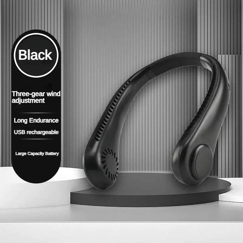 Portable Hands-Free Neck Fan,Bladeless Rechargeable 3-Speed Air Cooler,Battery Life&High Wind Speed for Outdoor, Sports, Travel