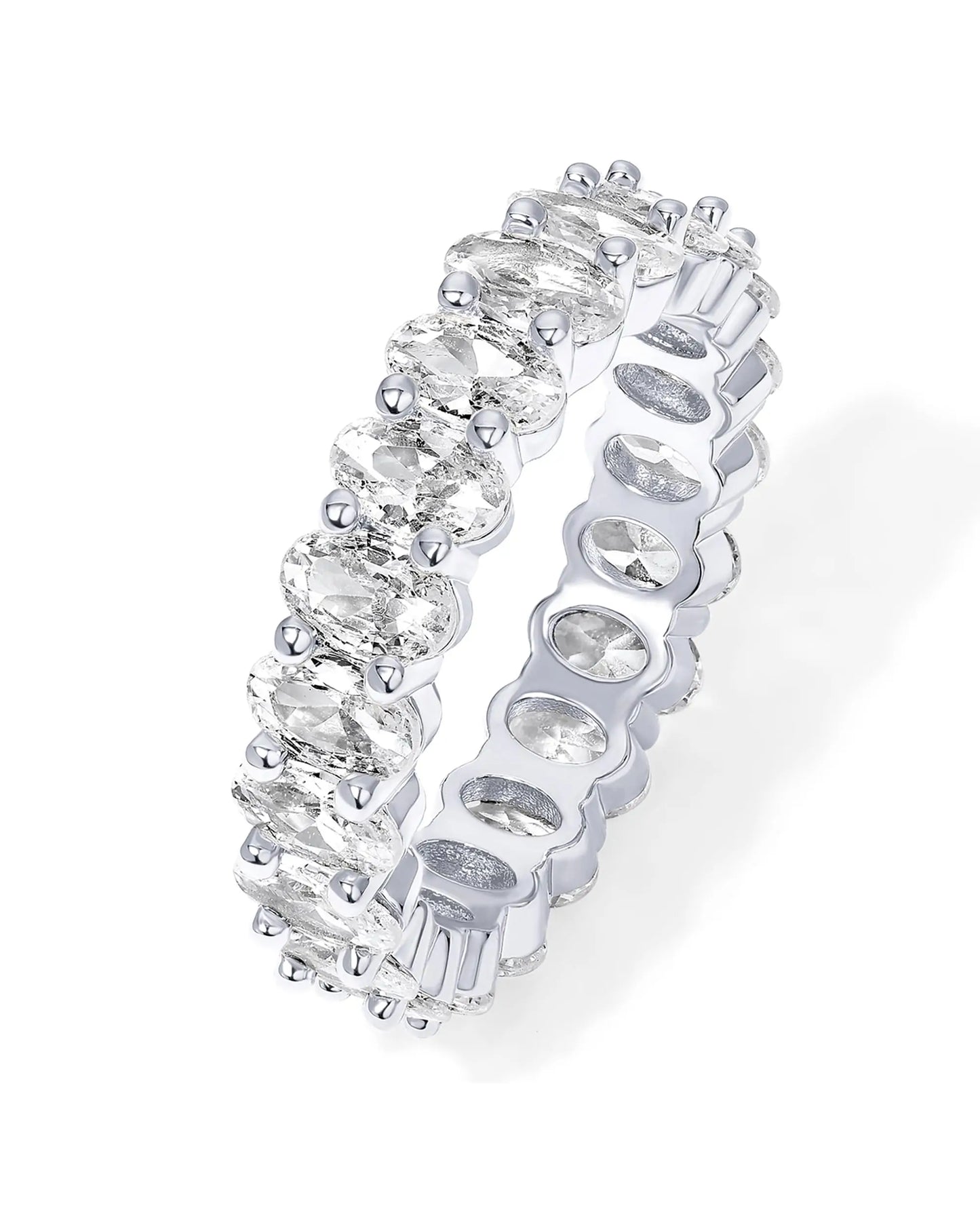 Shevalues Women 14K Gold Plated Rings Oval Cubic Zirconia Love Ring Eternity Ring Stackable Rings for Women Gift Popular Jewelry