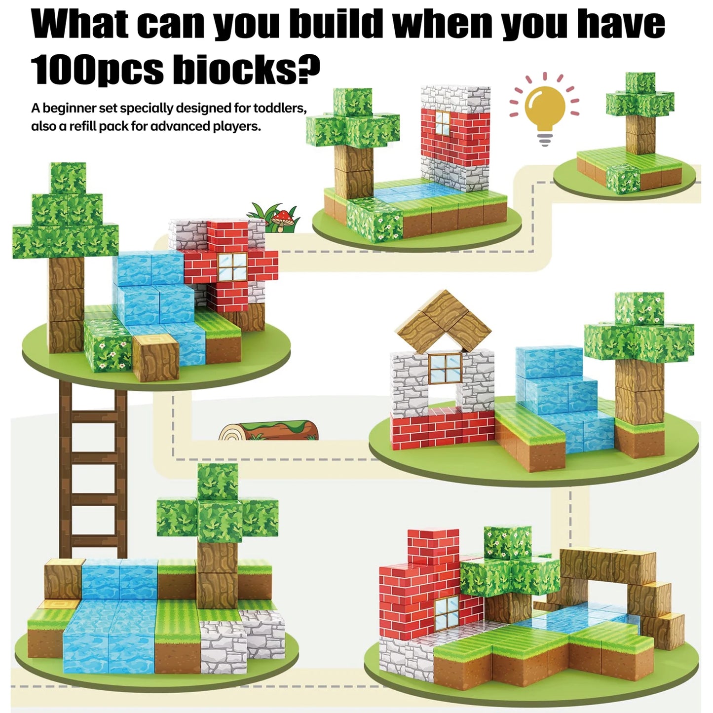 Magnetic Building Cubes Magnet Set Toys Stem Montessori Stacking Cubes Construction Set Christmas Gift