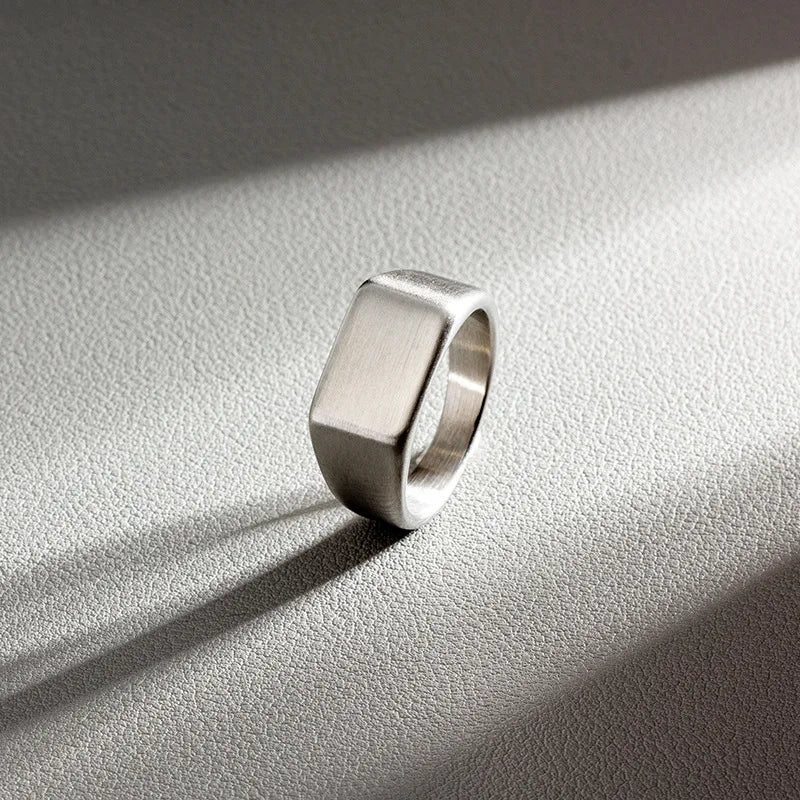 HNSP 316L Stainless Steel Ring For Men 2024 Smooth Rectangular Seal Rings Finger Jewelry Accessories