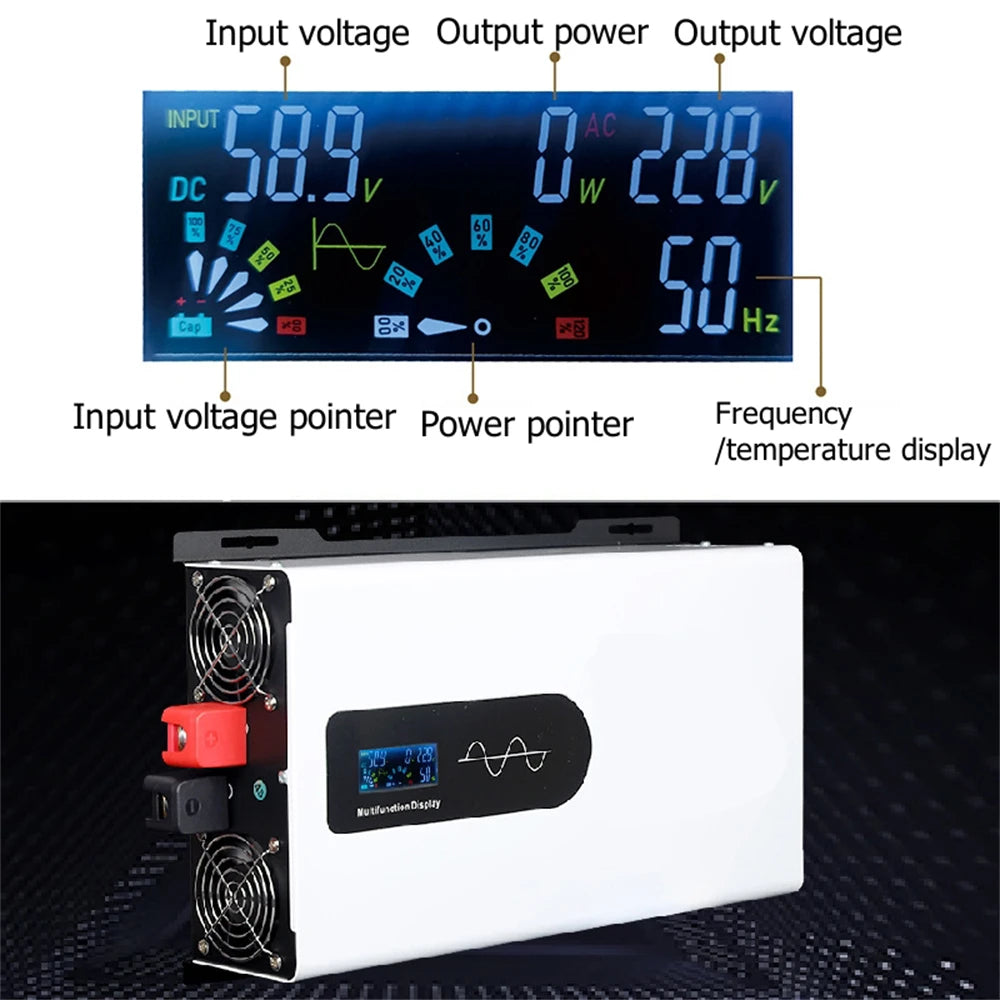 10000W Pure Sine Wave Inverter Off Grid 12V 220V Battery 12V-96V To 220V Converter Solar Car Inverters Off Grid Wall-mounte