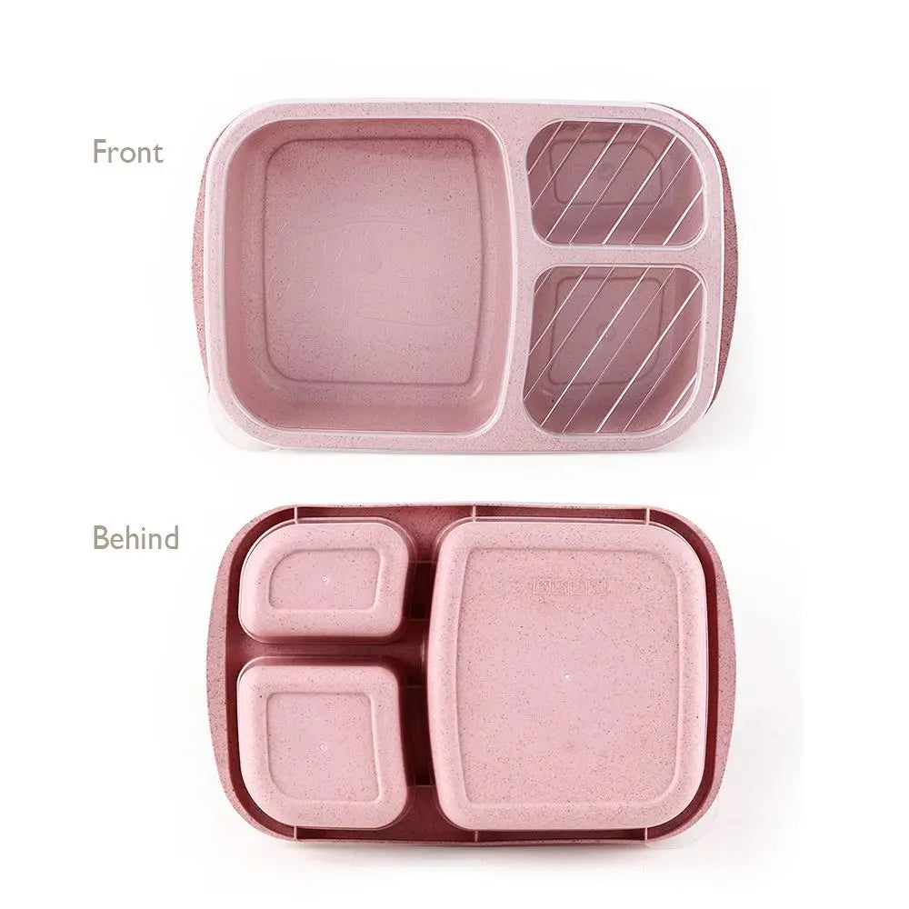 Portable Lunch Box Eco-friendily Wheat Straw Boxes Picnic Storage Box Fruit Container Compartmentalized Lunchbox for Kids Adult