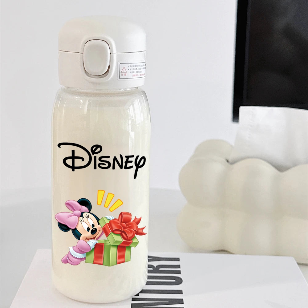 Pooh Bear Mickey Mouse 600ml Cartoon Water Bottle Portable Cute Straw Cup Kids Leak-proof Drinking Jug Outdoor Camping Travel