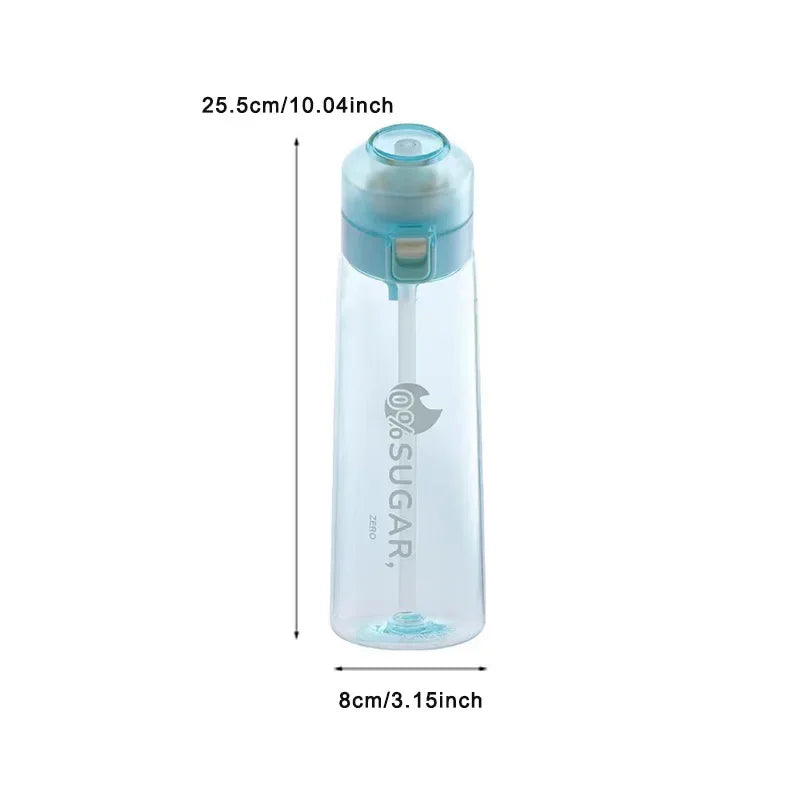 LUSQI 650ml Air Flavored Water Bottle With 7pc Random Flavor Pods Sports Straw Cup Tritan For Outdoor Sports Fitness BPA Free