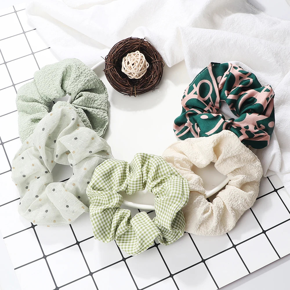 5Pcs/Lot Girl Pink Red Hair Band Accessories Fashion Large Hair Ties Solid Color Elastic Scrunchies For Women Ponytail Hairstyle