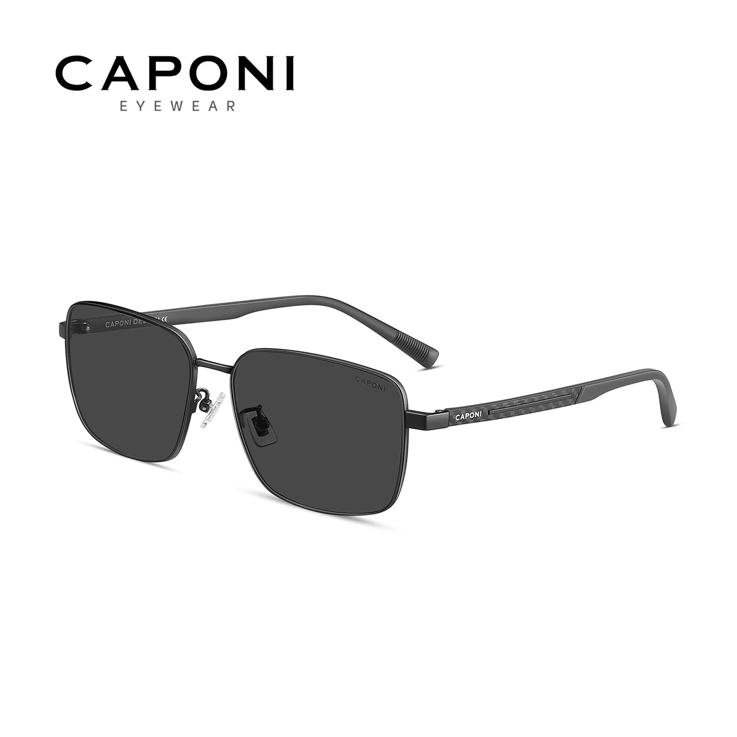 CAPONI Outdoor Sunglass For men Polarized Photochromic Square Shades Driving Sunglasses UV400 Protection Brand Designer BS24704