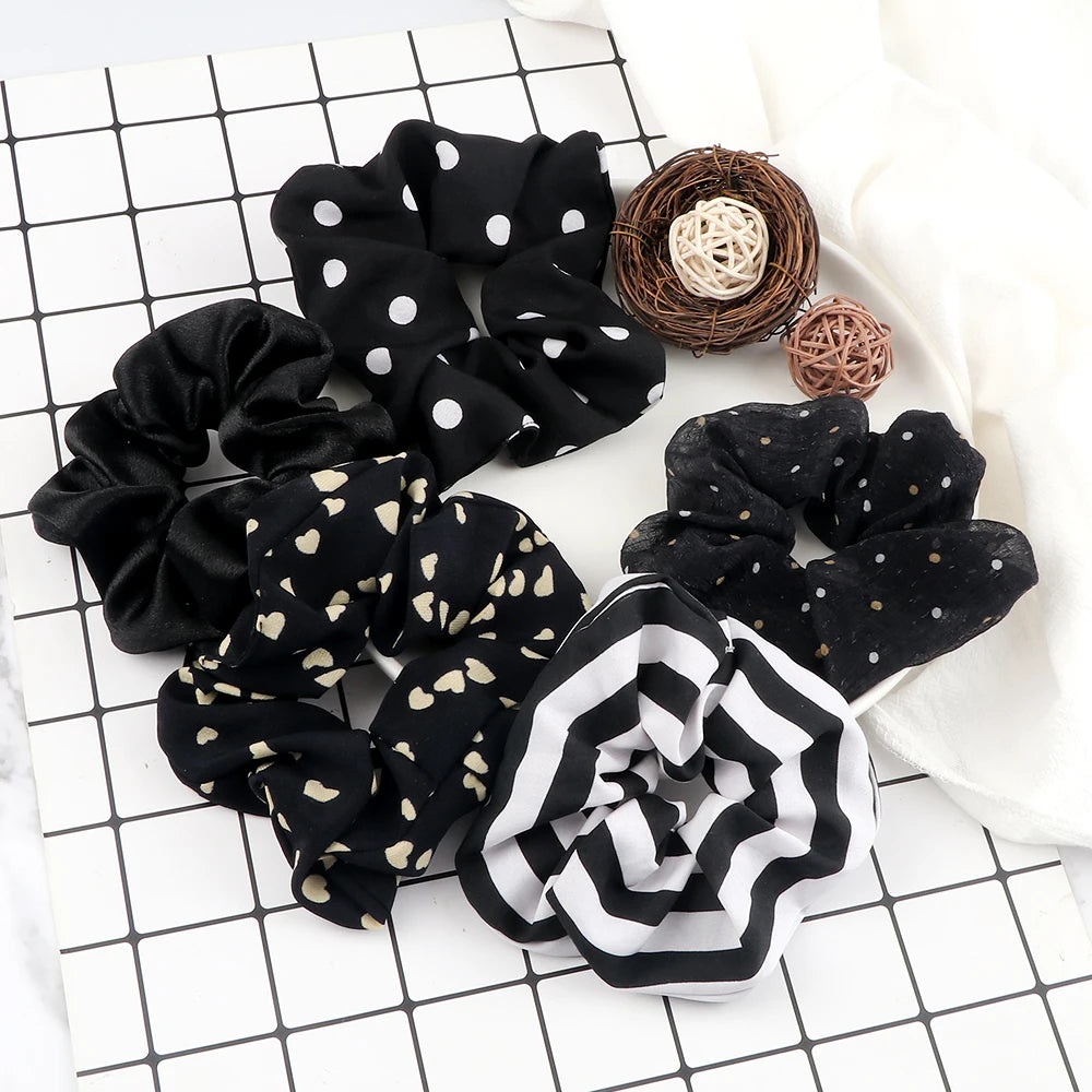 5Pcs/Lot Girl Pink Red Hair Band Accessories Fashion Large Hair Ties Solid Color Elastic Scrunchies For Women Ponytail Hairstyle