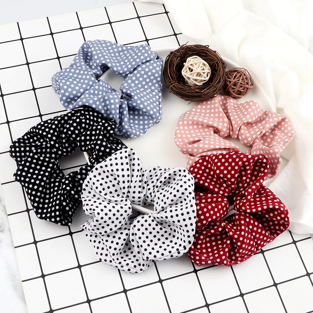 5Pcs/Lot Girl Pink Red Hair Band Accessories Fashion Large Hair Ties Solid Color Elastic Scrunchies For Women Ponytail Hairstyle