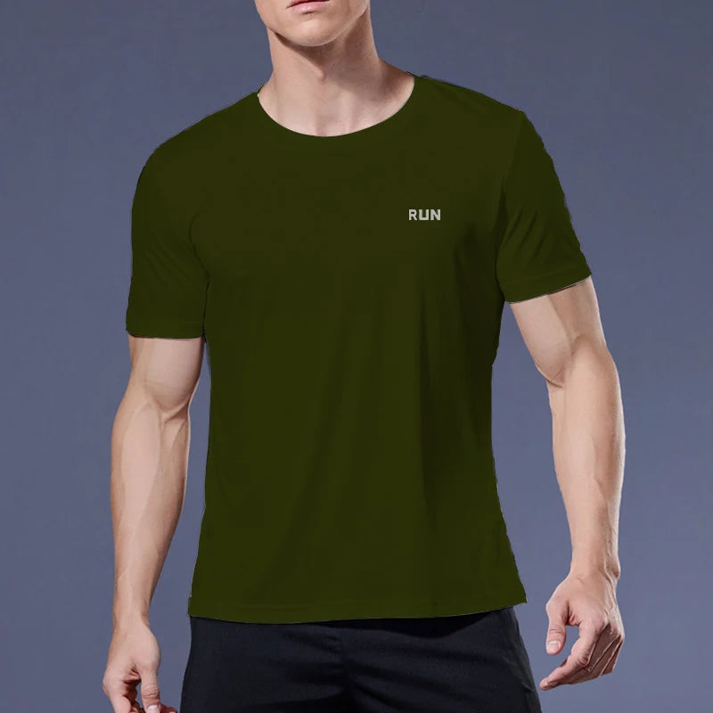 Polyester Sports Gym T Shirt Men Short Sleeve Dry Fit T-Shirt Lightweight Shirt Top Workout Fitness Training Running Shirt S-5XL