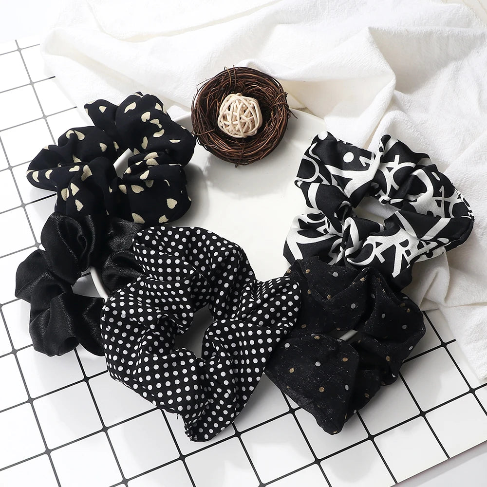 5Pcs/Lot Girl Pink Red Hair Band Accessories Fashion Large Hair Ties Solid Color Elastic Scrunchies For Women Ponytail Hairstyle
