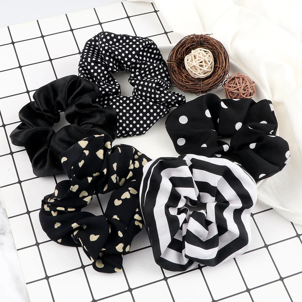 5Pcs/Lot Girl Pink Red Hair Band Accessories Fashion Large Hair Ties Solid Color Elastic Scrunchies For Women Ponytail Hairstyle