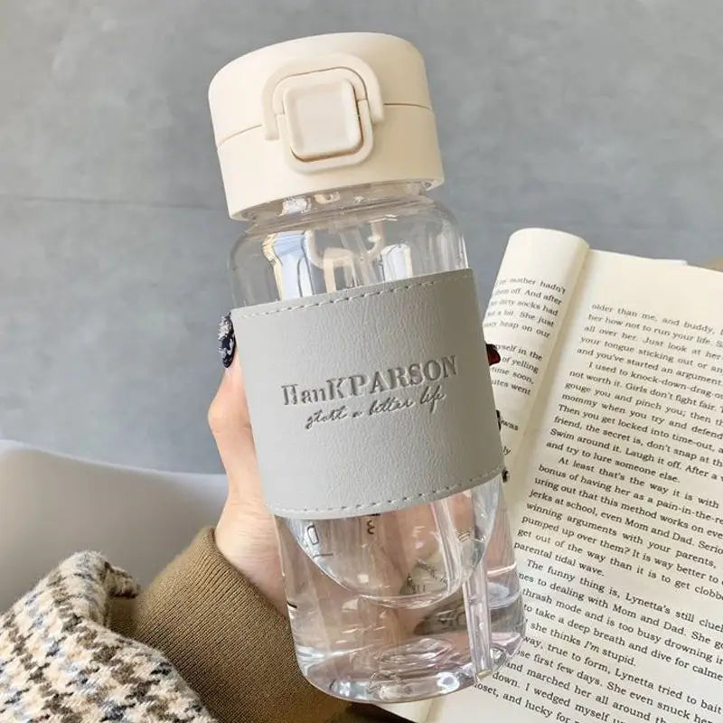 500ml Creative Water Bottle with Straw Portable Plastic Pop-Up Cover Water Cup for School Kids Leak-Proof Cute Drinking Bottle