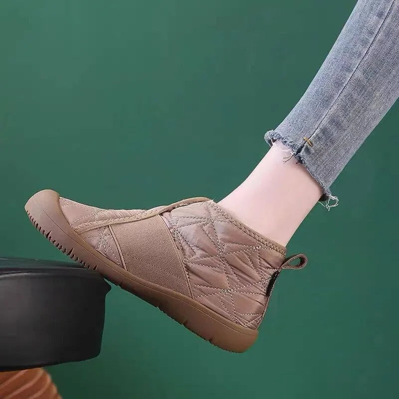 Women's Cotton Shoes 2024 Winter New Fashion Plush Warm Snow Boots Waterproof Anti Slip Comfort Plus Size 44 Casual Cotton Boots