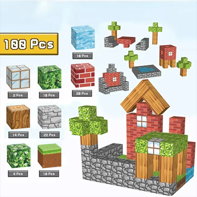 Magnetic Building Cubes Magnet Set Toys Stem Montessori Stacking Cubes Construction Set Christmas Gift