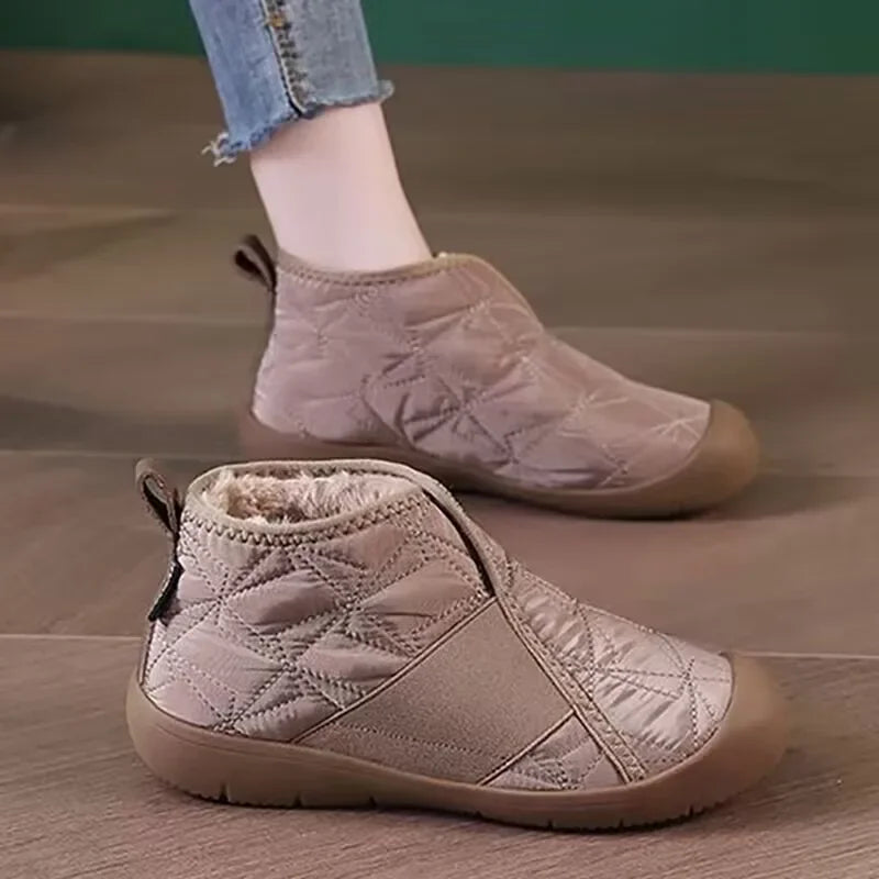Women's Cotton Shoes 2024 Winter New Fashion Plush Warm Snow Boots Waterproof Anti Slip Comfort Plus Size 44 Casual Cotton Boots